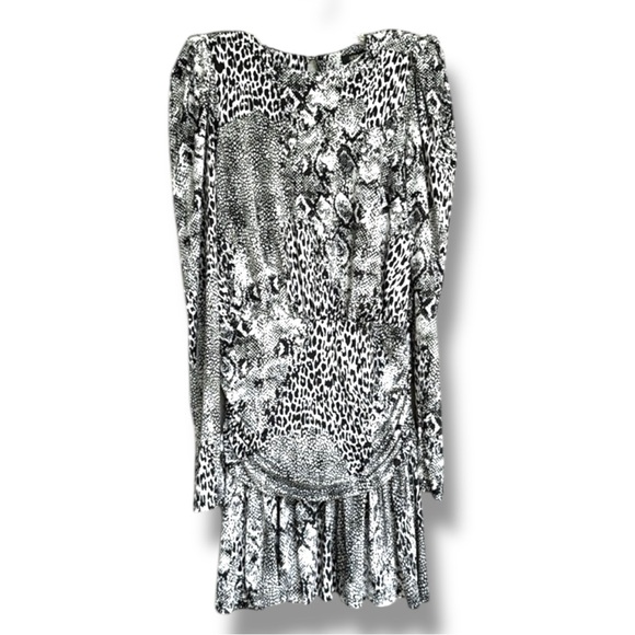 AFRM Bette Long Sleeve Mini Dress Black/White Animal Print Size Small - Picture 2 of 13